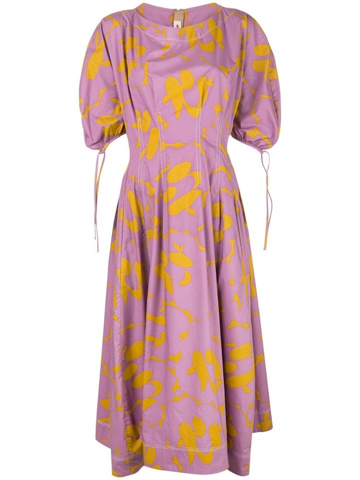 Marni Corset Waist Printed Dress - Purple