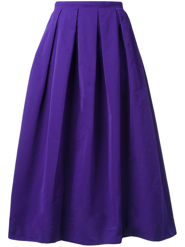 Rochas - Pleat Detail Full Skirt - Women - Silk/cotton/polyester - 38, Pink/purple, Silk/cotton/polyester