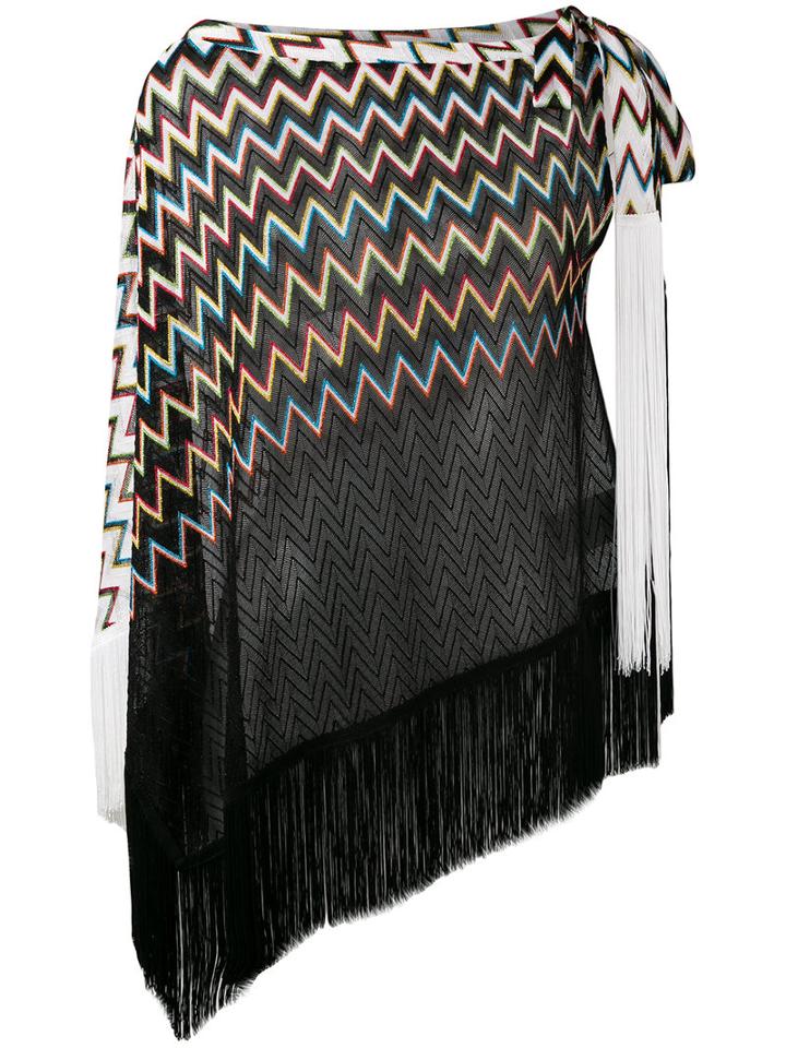 Missoni Zigzag Pattern Knitted Blouse, Women's, Size: Medium, Black, Viscose/cupro/polyester