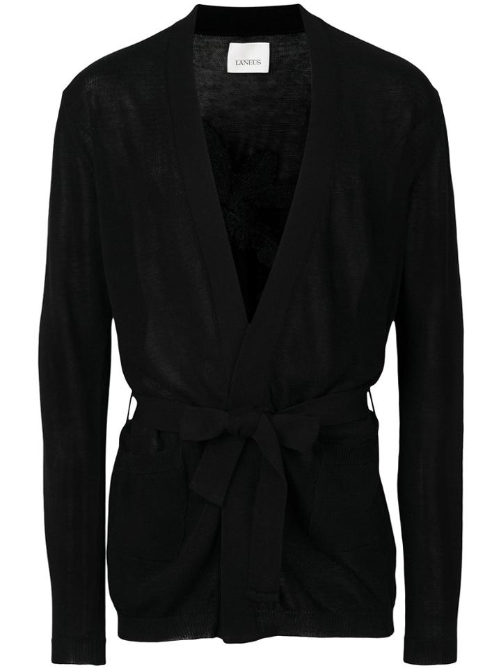 Laneus Tie-waist Cardigan - Black