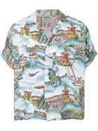 Fake Alpha Vintage 1950s Harper Hawaiian Aloha Print Shirt - Blue