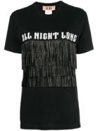 Gina Printed Fringed T-shirt - Black