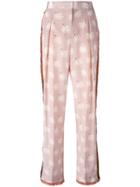 Stella Mccartney Swan Print Frayed Trousers, Women's, Size: 40, Pink/purple, Acetate/silk