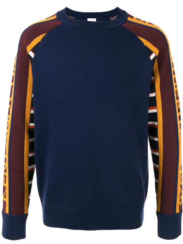 Kent & Curwen Striped Sleeve Jumper - Blue