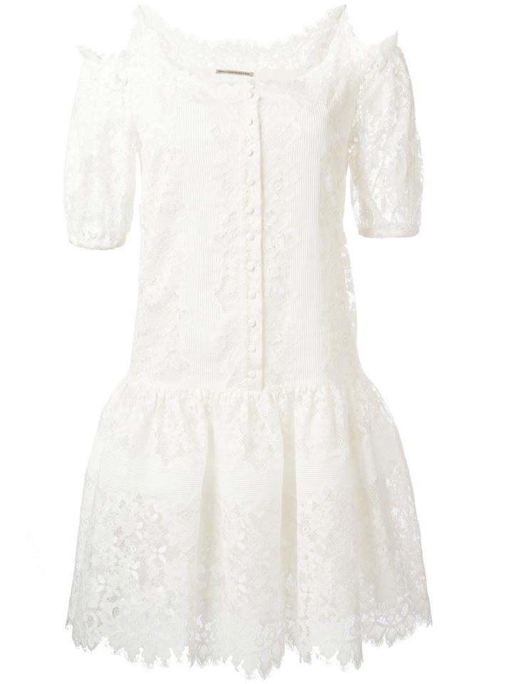 Ermanno Scervino Lace Detail Dress, Women's, Size: 44, White, Cotton/polyamide/polyester/silk