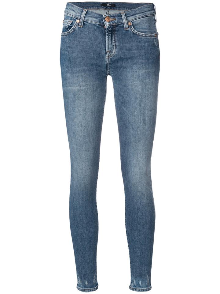 7 For All Mankind Distressed Leg Skinny Jeans - Blue