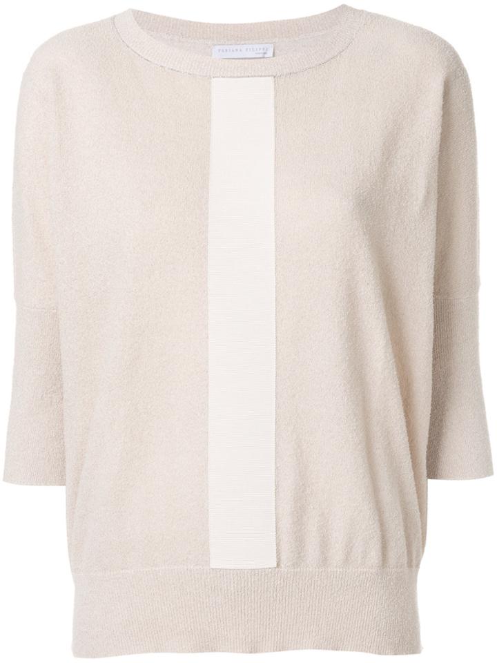 Fabiana Filippi Striped Cropped Sleeve Sweater - Pink & Purple
