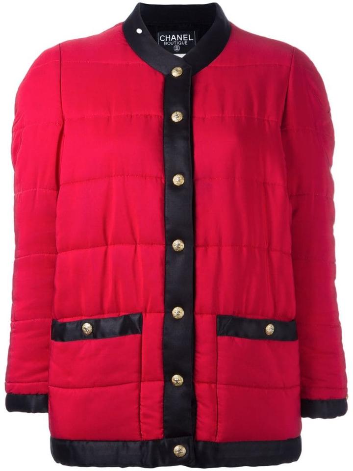Chanel Pre-owned Contrast Puffer Jacket - Red