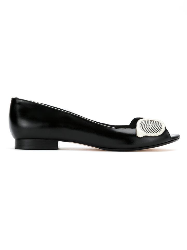 Sarah Chofakian Peep-toe Ballerinas - Black