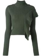 Each X Other Ruched Turtleneck Jumper, Women's, Size: Medium, Green, Wool