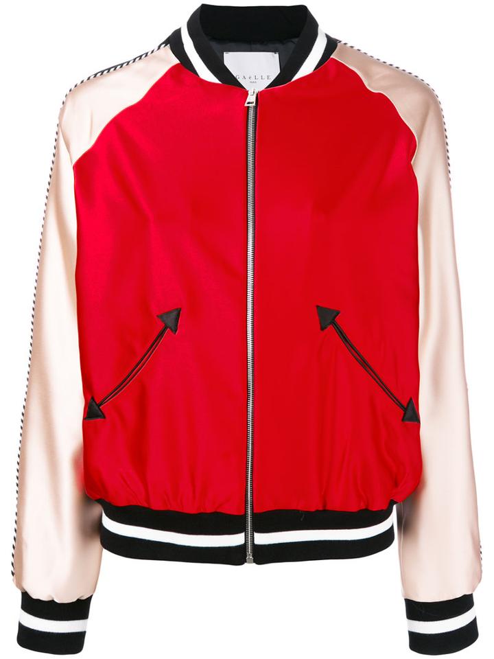 Gaelle Bonheur - Metallic Detail Bomber Jacket - Women - Polyester/spandex/elastane - 44, Red, Polyester/spandex/elastane