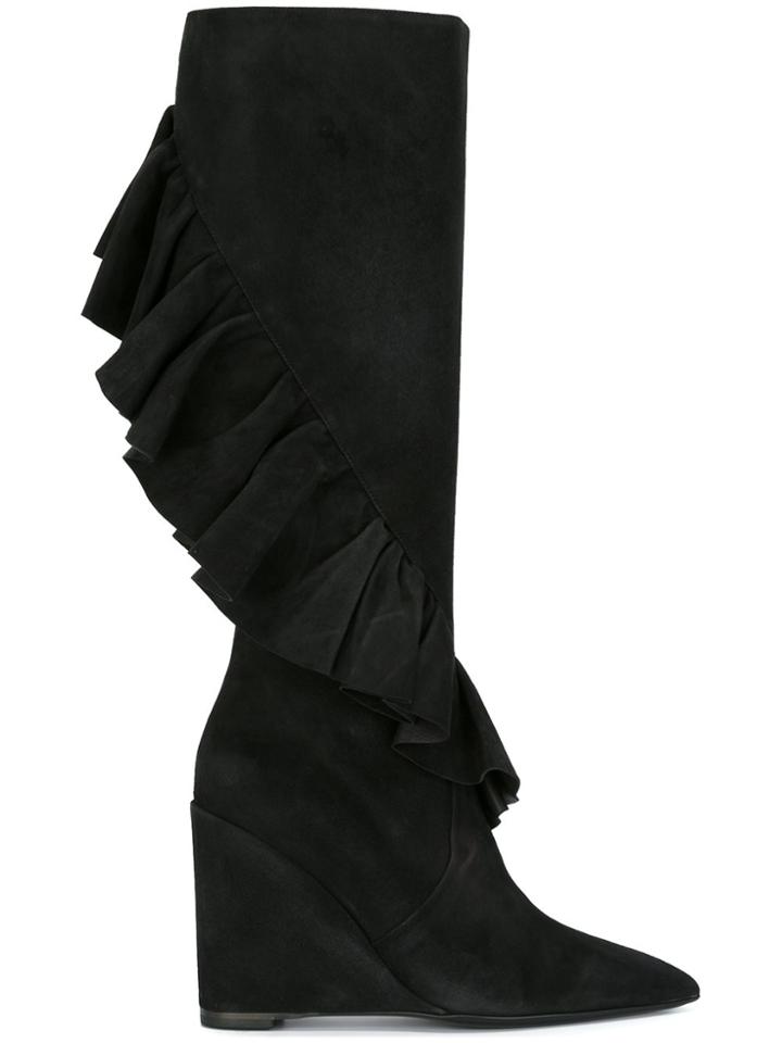 Jw Anderson Ruffled Wedge Boots - Black