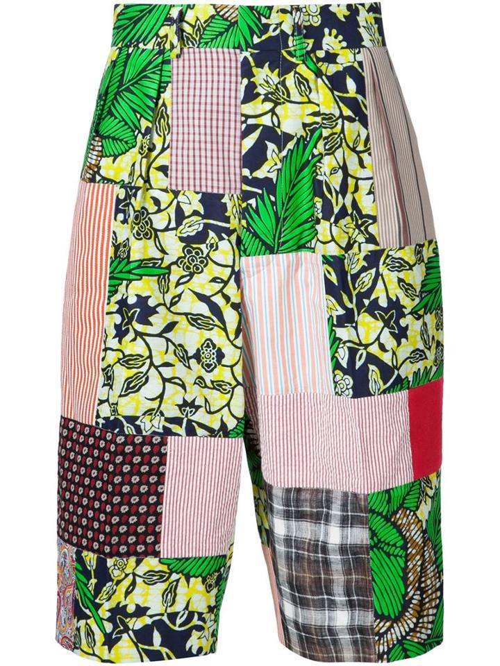 Junya Watanabe Comme Des Garçons Man Patchwork Shorts, Men's, Size: Small, Silk/cotton