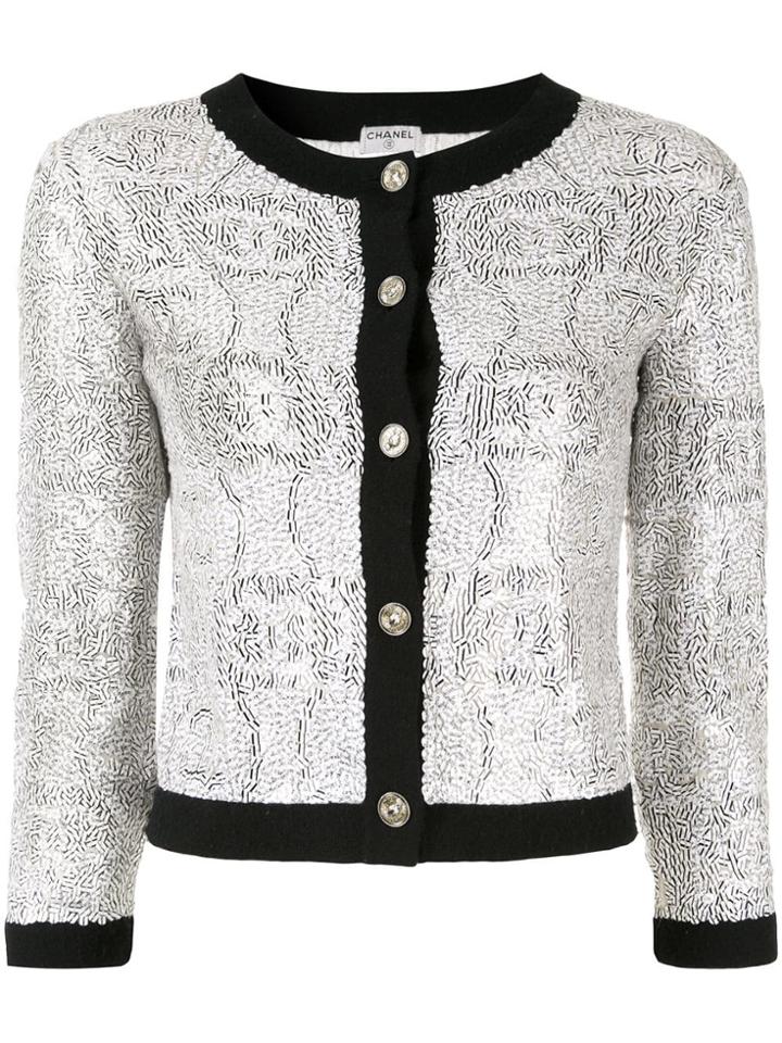 Chanel Vintage Long Sleeve Spangle Jacket - White