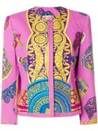 Versace Vintage Collarless Printed Jacket - Multicolour