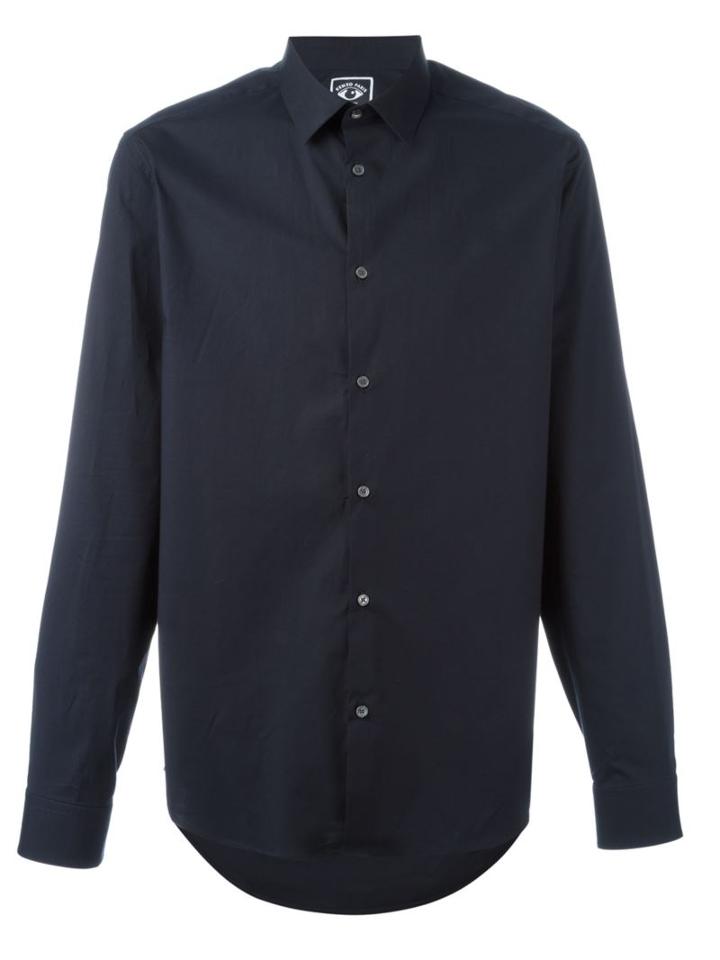Kenzo Cutaway Collar Shirt, Men's, Size: 41, Blue, Cotton/spandex/elastane