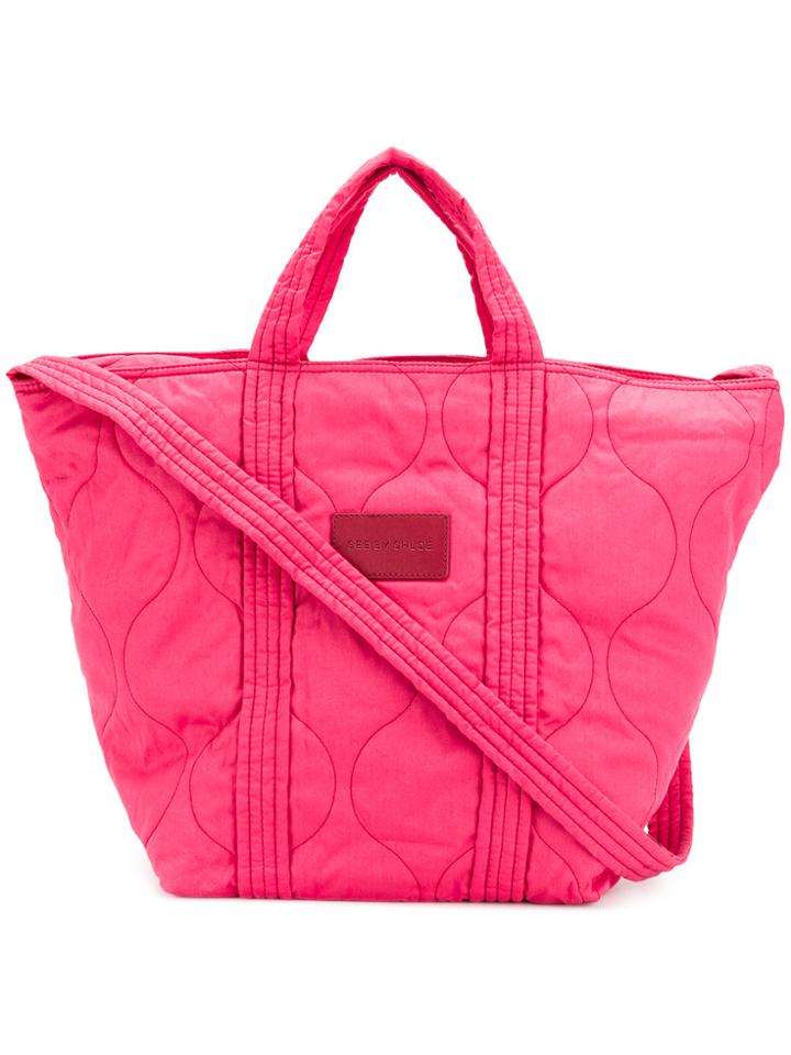 See By Chloé Quilted Tote - Pink & Purple