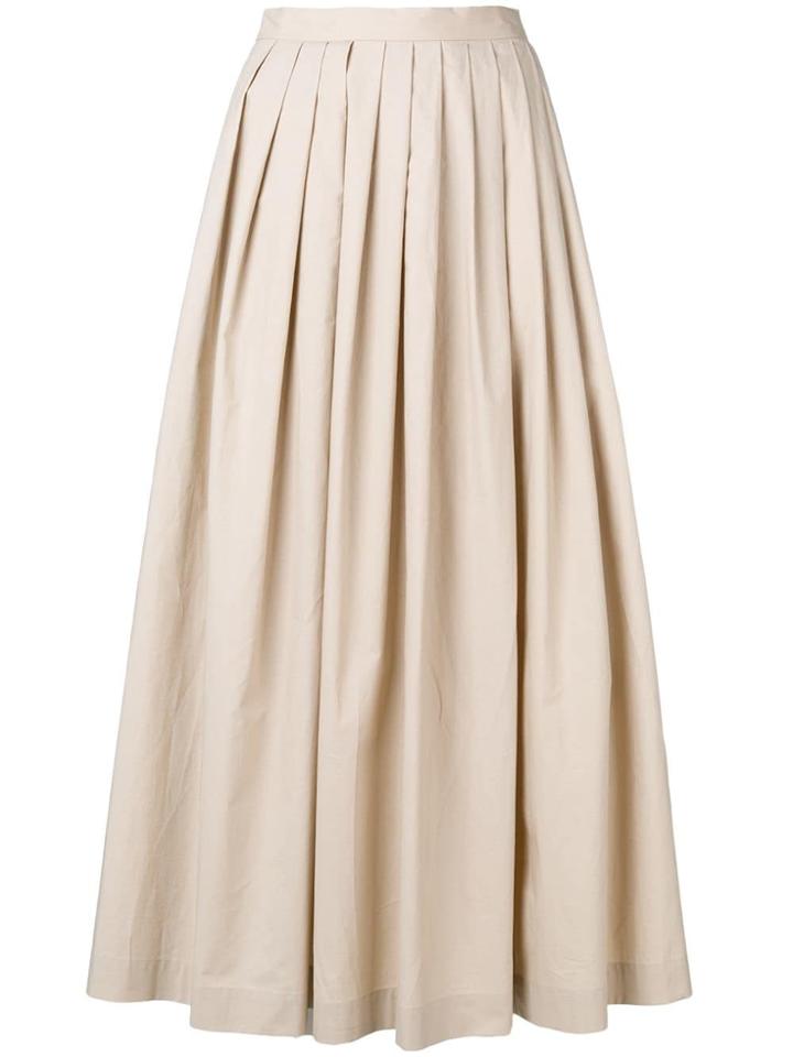 Boutique Moschino Pleated Midi Skirt - Neutrals