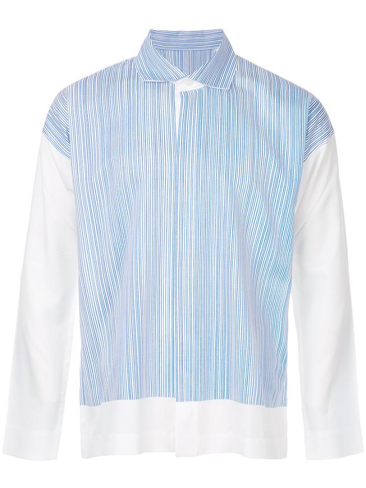 Homme Plissé Issey Miyake - Pinstripe Shirt - Men - Polyester - 3, White, Polyester