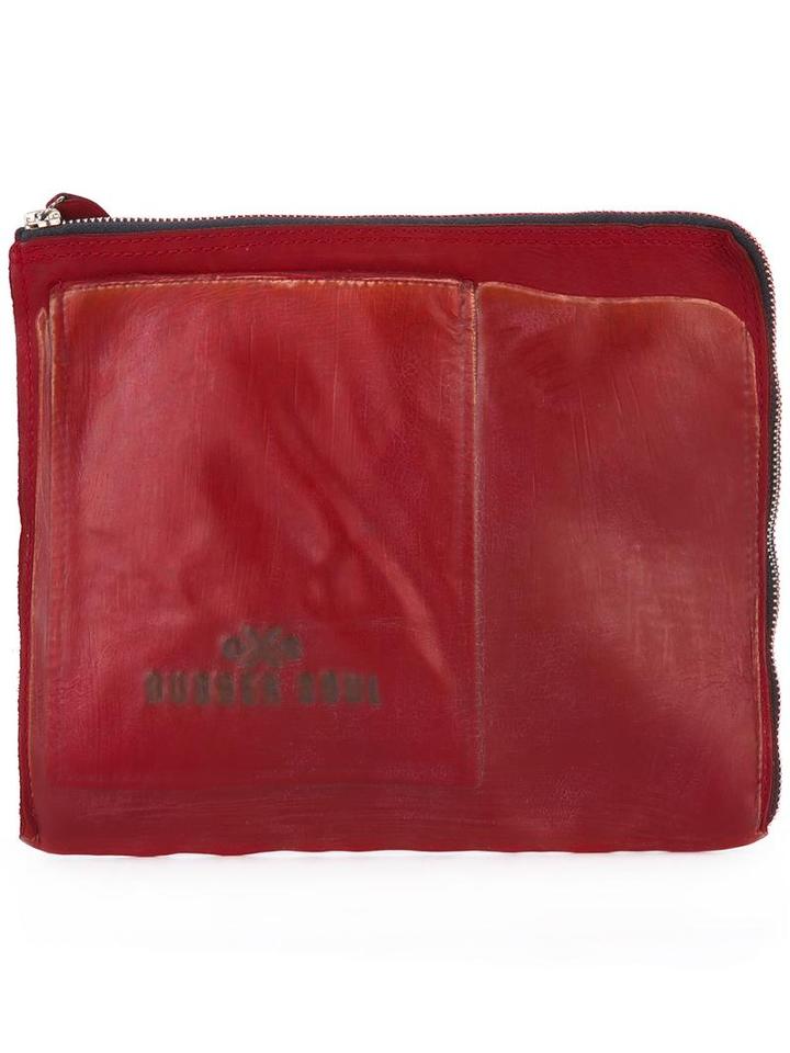 Oxs Rubber Soul Zip Up Clutch Bag, Adult Unisex, Red, Leather/rubber