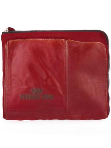 Oxs Rubber Soul Zip Up Clutch Bag, Adult Unisex, Red, Leather/rubber