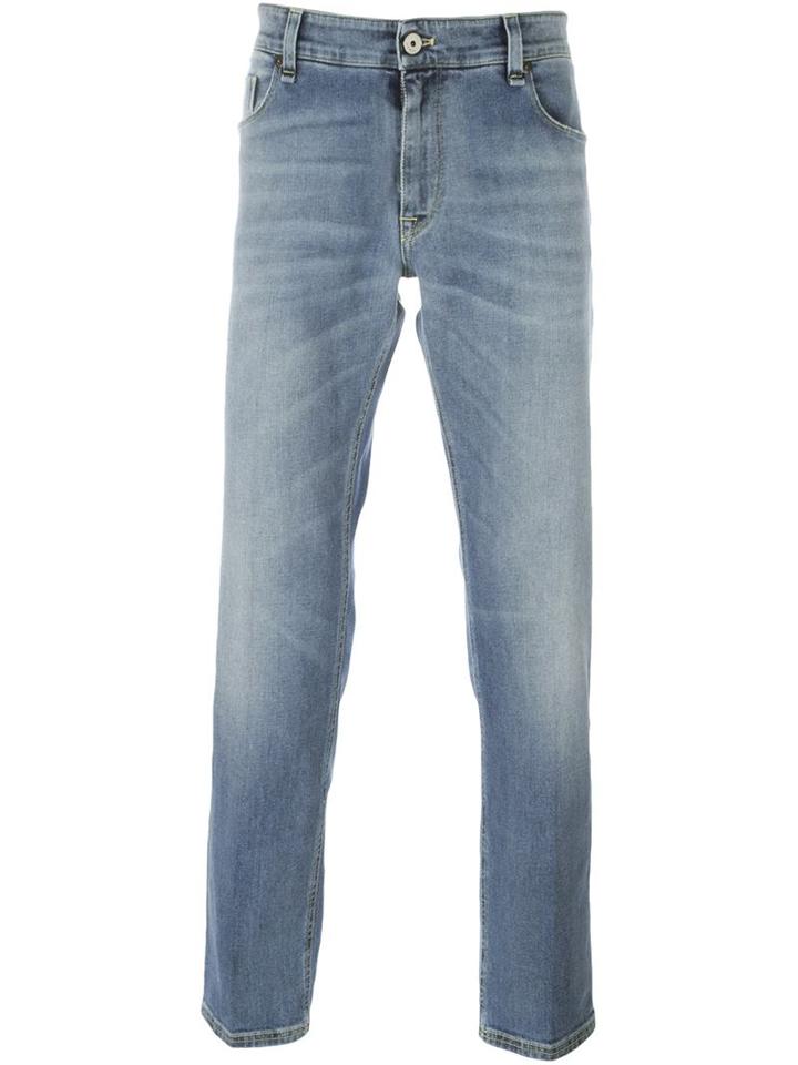 Fendi Straight Leg Jeans, Men's, Size: 34, Blue, Cotton/spandex/elastane