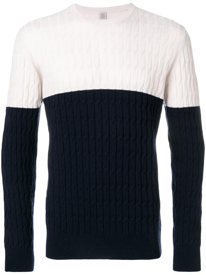 Eleventy Cable Knit Two-tone Sweater - Blue