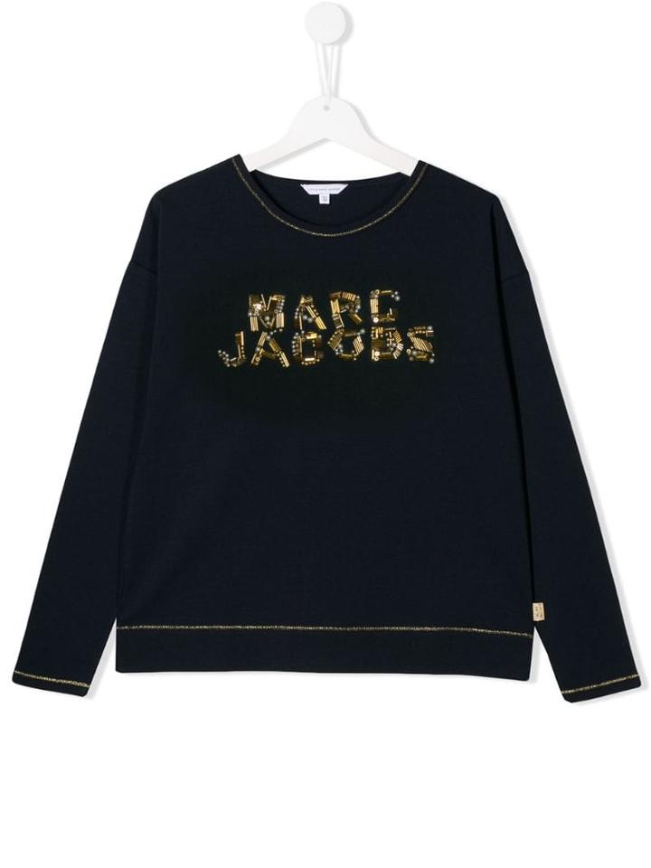 Little Marc Jacobs Teen Embellished Logo Top - Blue