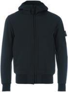 Stone Island Logo Patch Hooded Jacket, Men's, Size: Small, Black, Polyester/spandex/elastane