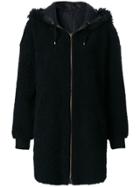 Meteo By Yves Salomon Embroidered Back Oversized Hooded Coat - Black