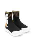 Fendi Kids Logo Colour-block Sneaker Boots - Black