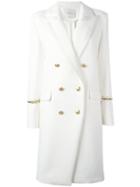 Pierre Balmain Double Breasted Coat, Women's, Size: 36, White, Cotton/polyester