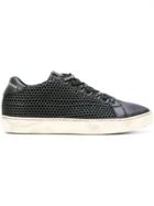 Leather Crown Mesh Effect Sneakers - Black