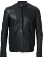 Kazuyuki Kumagai Band Collar Zipped Jacket, Men's, Size: 2, Black, Lamb Skin