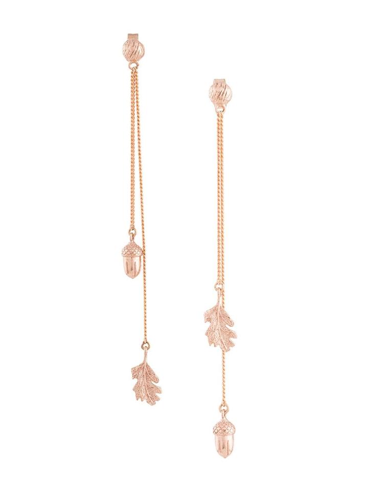 Karen Walker Acorn & Leaf Pendulum Earrings - Metallic