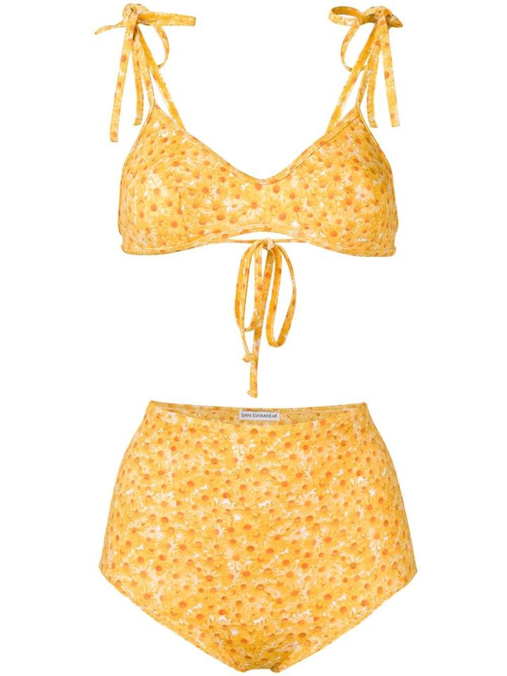 Sian Swimwear Daisy Print Swim Set - Yellow