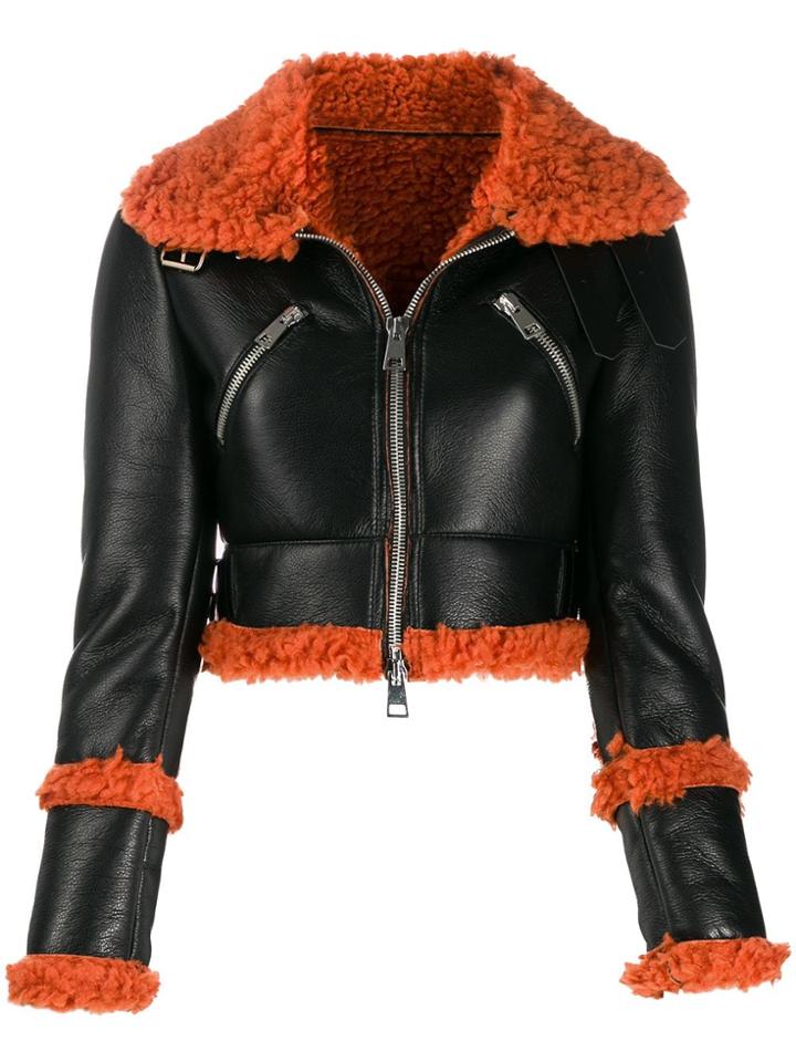 Ainea Shearling-trimmed Biker Jacket - Black