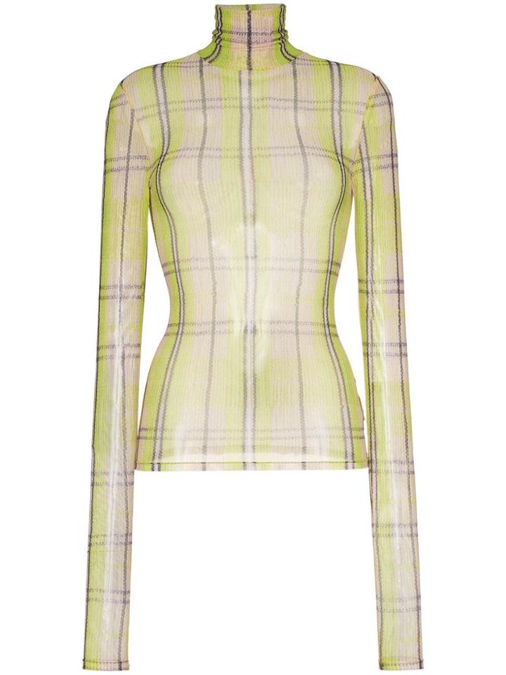 Supriya Lele High Neck Check Print Top - Green