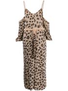 Retrofete Leopard Print Cold-shoulder Dress - Neutrals