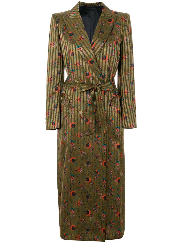 Blazé Milano Mixed-print Double-breasted Coat - Green