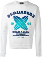 Dsquared2 Surf Print Sweatshirt, Men's, Size: Large, White, Cotton