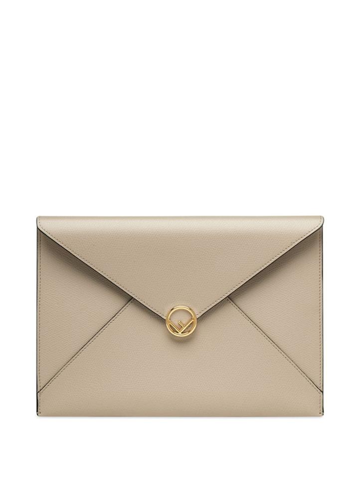 Fendi Large Flat Clutch - Neutrals