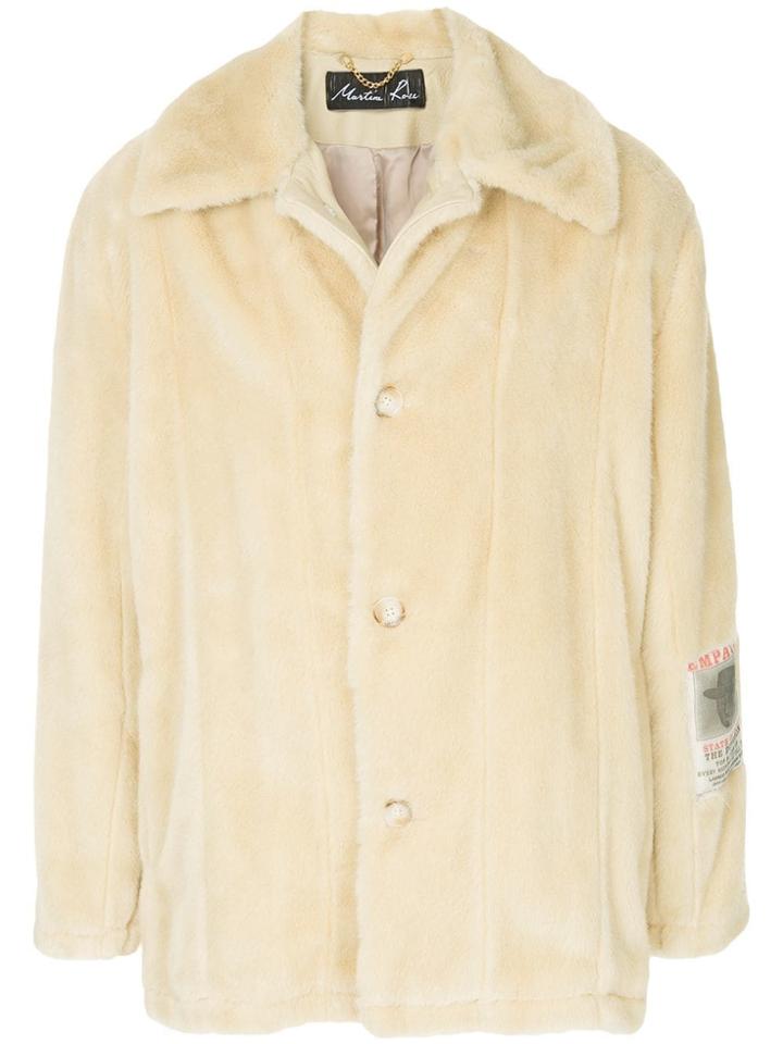 Martine Rose Fur Single Breasted Coat - Brown