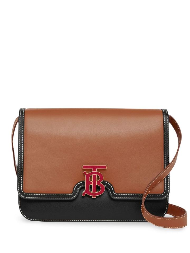 Burberry Medium Two-tone Leather Tb Bag - Brown