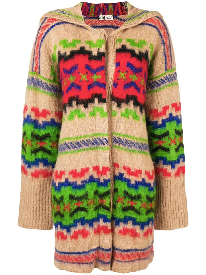 Kansai Yamamoto Vintage Knitted Hooded Cardigan - Nude & Neutrals