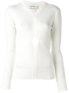 Courrèges Cut-off Detailing Knit Blouse, Women's, Size: 1, White, Merino/polyamide/spandex/elastane