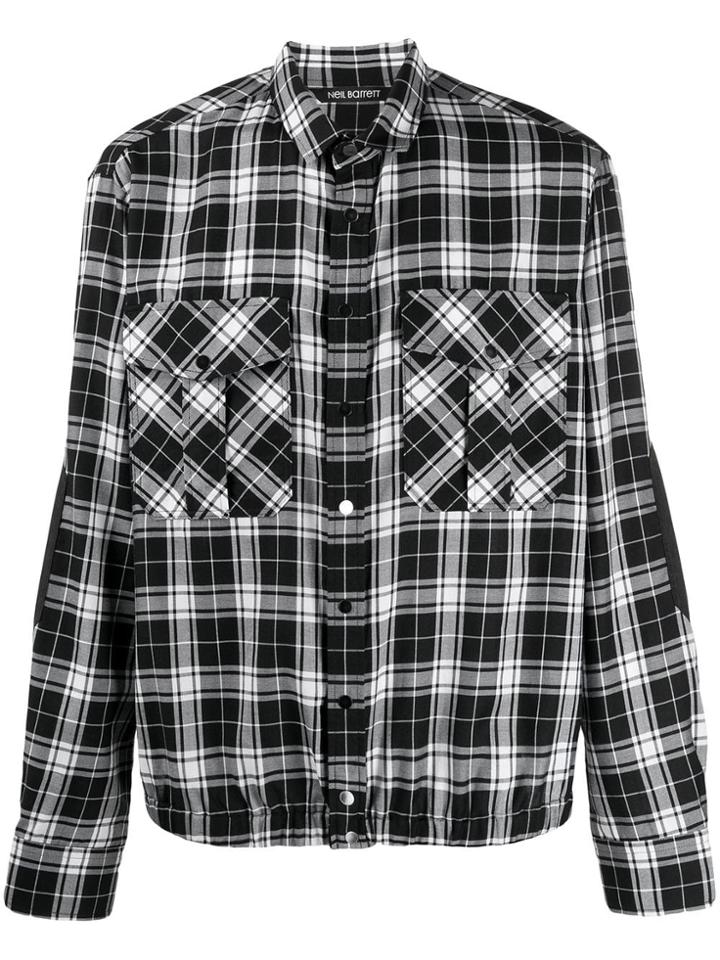 Neil Barrett Check Pattern Shirt - Black