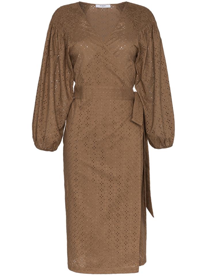 Marysia Pink Sands Embroidered Cotton Wrap Dress - Brown