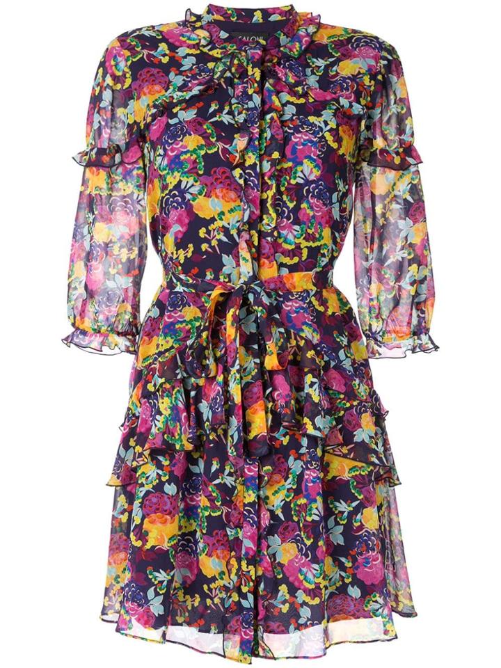 Saloni Floral Shift Dress - Purple