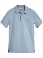 Burberry Daisy Print Trim Piqué Polo Shirt - Blue